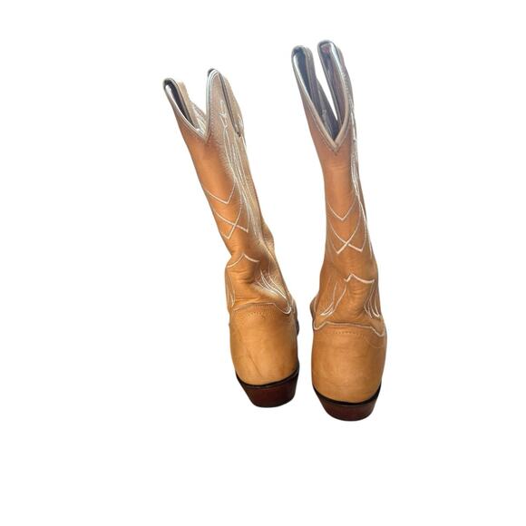 Vintage Justin Classic Cowboy Boots – Tan Leather Embroidered – Women’s 9.5B - Picture 5 of 8